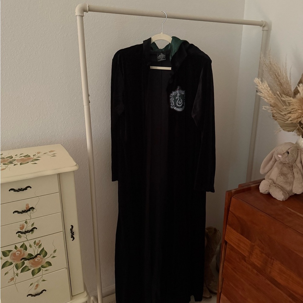 Harry Potter Black Slytherin Velour Robe with Hood